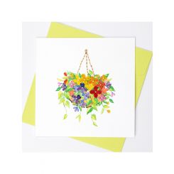 Boyle Quilled Greeting Card Hanging Flower Basket 15x15cm