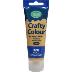Crafty Colour Acrylic Paint 75ml Metallic Rich Gold