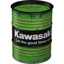 Nostalgic-Art Money Box Oil Barrel Kawasaki Let The 9.3x9.3x11.5cm