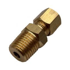 TFI Racing Brass Single Compression Union 6.3mm to 1/4" 13.2mm Male BSP