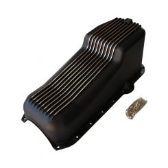 TFI Racing Oil Pan Fits SBC 283-350 1980-85 Black Alloy Finned 2pc Rear