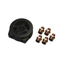 TFI Racing Oil Temp Pressure Sandwich Plate Kit Black 5 Fitting 2 Ports