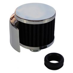 TFI Racing Valve Cover Breather Cap Push In 1" Neck Shield Chrome Black