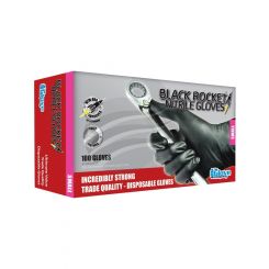 Glove Pkt 100 Black Rocket Nitrile Gloves Size S