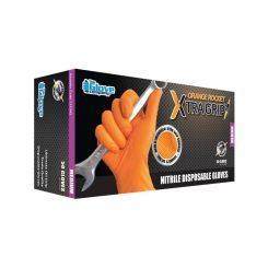 Glove Pkt 50 Orange Rocket Xtra Grip Size M Nitrile Gloves