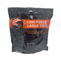 Jaylec Pkt 1,000 Cable Tie Assortment Blk Cable Ties Uv Heat& Flame