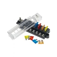 Jaylec 8 Way Fuse Box w/Transparent Cover & Fuses Bussed 12-24V