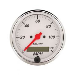 Auto Meter 3-1/8" Speedometer, 0-120 MPH, Electric, Arctic White