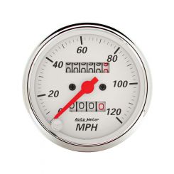 Auto Meter 3-1/8" Speedometer, 0-120 MPH, Mechanical, Arctic White