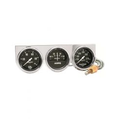 Auto Meter Gauge Console OILP/WTMP/Amp 2-5/8", 100PSI/280F/60A Black Dial