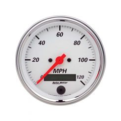 Auto Meter 3-3/8" Speedometer, 0-120 MPH, Electric, Arctic White