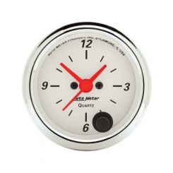 Auto Meter 2-1/16" Clock, 12 Hour Quartz Arctic White