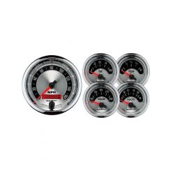 Auto Meter Gauge Kit, 3-3/8" & 2-1/16", Electric Speedo, American Muscle