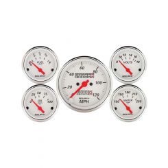 Auto Meter 5 PC Gauge Kit, 3-1/8" & 2-1/16" Mech Speedometer, Arctic White