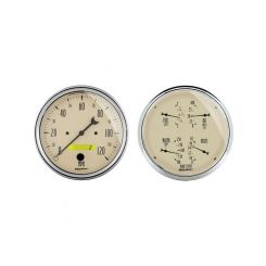 Auto Meter 2 PC Gauge Kit 5" Quad & Speedo, Electric, Antique Beige