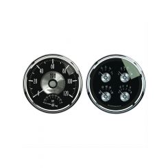 Auto Meter 2 PC Gauge Kit 5" Quad & Tach/Speedo, Electric, Black Diamond