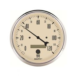 Auto Meter 5" Speedometer, 0-120 MPH, Electric, Antique Beige