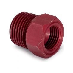 Auto Meter Fitting Adapter 1/2" NPT Male, Alloy, Red, For Mech Temp Gauge