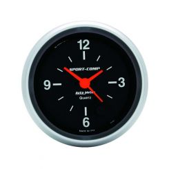 Auto Meter 2-5/8" Clock, 12 Hour, Quartz Incandescent Sport-Comp