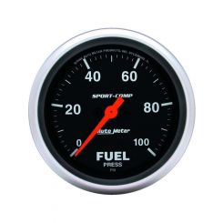 Auto Meter 2-5/8" Fuel Pressure, 0-100 PSI, Stepper Motor, Sport-Comp