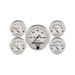 Auto Meter Gauge Kit, 3-1/8" & 2-1/16", Electric Speedo, Old Tyme White