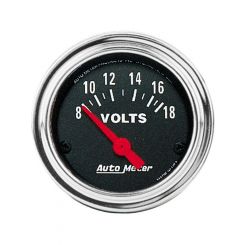 Auto Meter 2-1/16" Voltmeter, 8-18V, Air-Core, Traditional Chrome