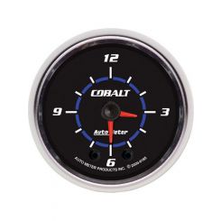 Auto Meter 2-1/16" Clock, 12 Hour, Quartz Incandescent Cobalt Series
