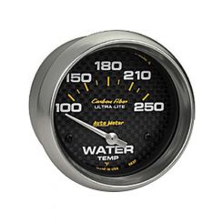 Auto Meter 2-5/8" Water Temperature, 100-250 F, Air-Core, Carbon Fiber