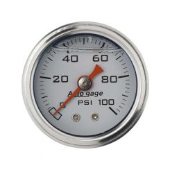 Auto Meter 1-1/2" Pressure, 0-100 PSI, Mechanical, White