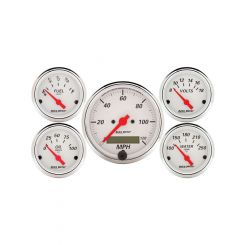 Auto Meter 5 Pc. Gauge Kit, 3-1/8" & 2-1/16", Electric Speedo Arctic White