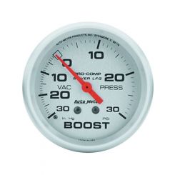 Auto Meter 2-5/8" Boost/Vacuum 30In HG/30PSI Mech Liquid Filled Ultra-Lite