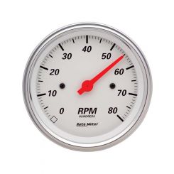 Auto Meter 3-3/8" In-Dash Tachometer, 0-8,000 RPM, Arctic White