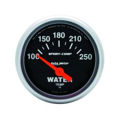 Auto Meter 2-1/16" Water Temperature, 100-250 F, Air-Core, Sport-Comp