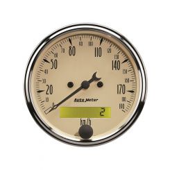 Auto Meter 3-1/8" Speedometer, 0-190 KM/H, Electric, Antique Beige