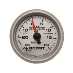 Auto Meter 2-1/16" Boost/Vacuum 30 In HG/20 PSI Mechanical Ultra-Lite II
