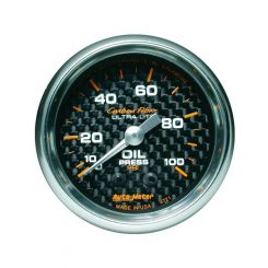Auto Meter 2-1/16" Oil Pressure, 0-100 PSI, Mechanical, Carbon Fiber