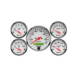 Auto Meter 5 PC Gauge Kit 3-1/8" & 2-1/16" Elec Speedo KM/H Arctic White