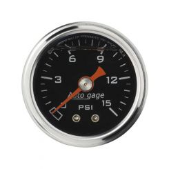 Auto Meter 1-1/2" Pressure, 0-15 PSI, Mechanical, Black