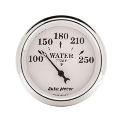 Auto Meter 2-1/16" Water Temperature, 100-250 F, Air-Core, Old-Tyme White