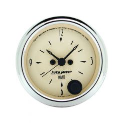 Auto Meter 2-1/16" Clock, 12 Hour, Antique Beige