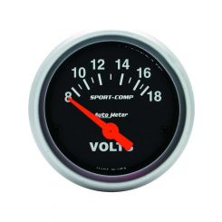Auto Meter 2-1/16" Voltmeter, 8-18V, Air-Core, Sport-Comp