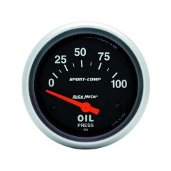 Auto Meter 2-5/8" Oil Pressure, 0-100 PSI, Air-Core, Sport-Comp