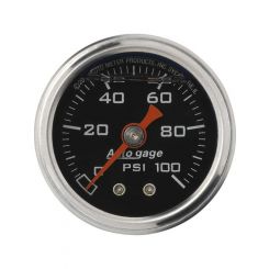 Auto Meter 1-1/2" Pressure, 0-100 PSI, Mechanical, Black
