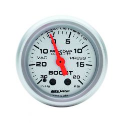 Auto Meter 2-1/16" Boost/Vacuum, 30 In HG/20 PSI, Mechanical, Ultra-Lite