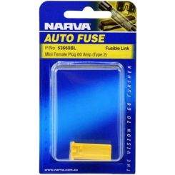 Narva 60 Amp Yellow Mini Female Fusible Links Plug In Pack of 1