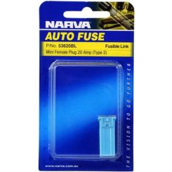Narva 20 Amp Blue Mini Female Fusible Links Plug In Pack of 1