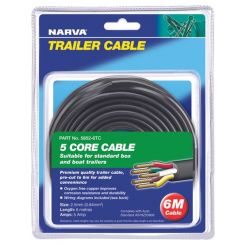 Narva 5A 2.5mm 5 Core Trailer Cable 6M R; Green; Yellow; White; Brown
