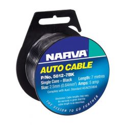 Narva 5A 2.5mm Black Single Core Cable 7 Metres