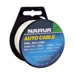 Narva 10A 3mm White Single Core Cable 7M