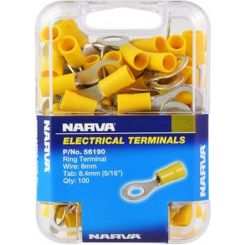 Narva 8.4 mm Flared Vinyl Ring Terminal Yellow Pack of 100